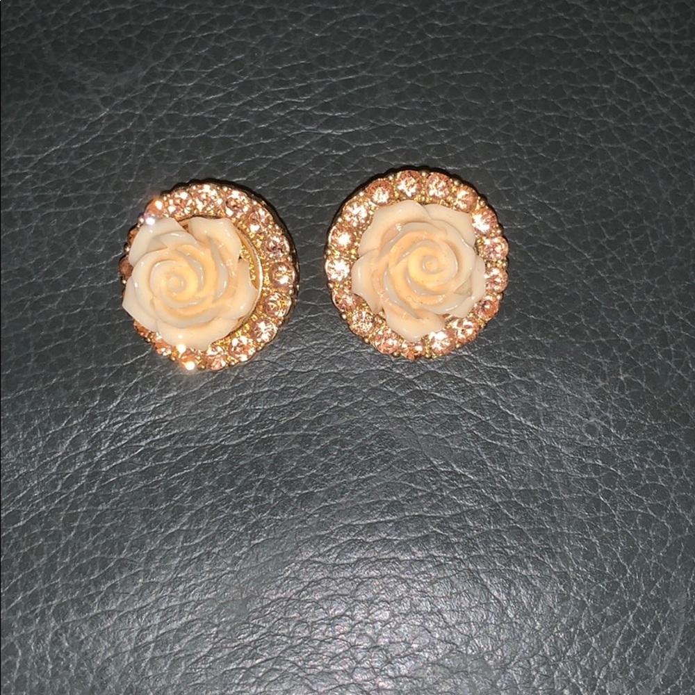 Large rose earrings